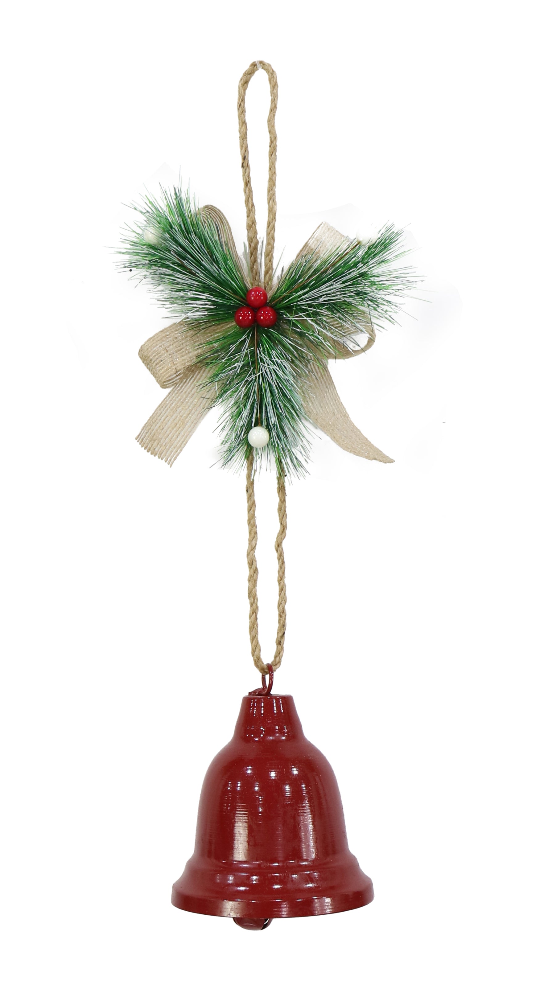 Hanging Bell Decoration With Berry And Grass - Red, 1pc