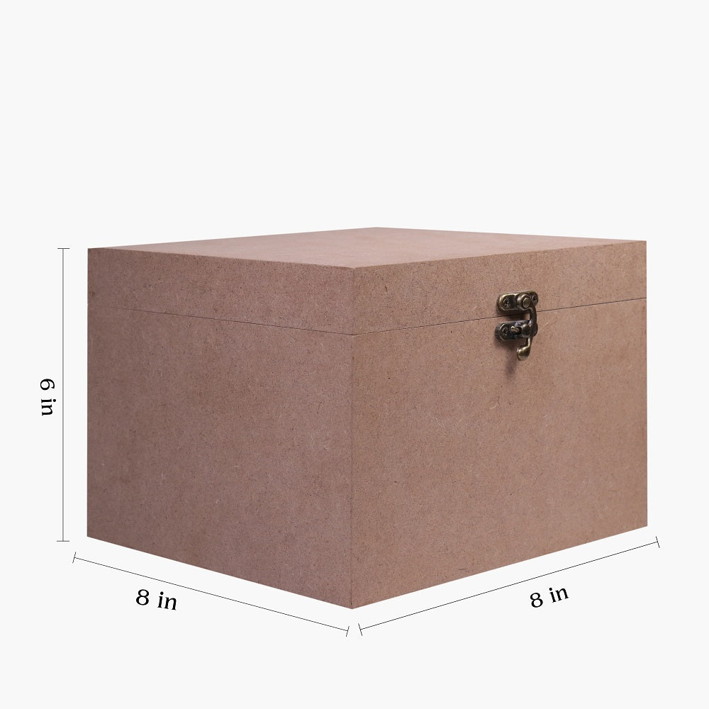 Mdf Box With Latch Rectangle 8 X 8 X 6Inch 5.5Mm Thick 1Pc Sw Lb
