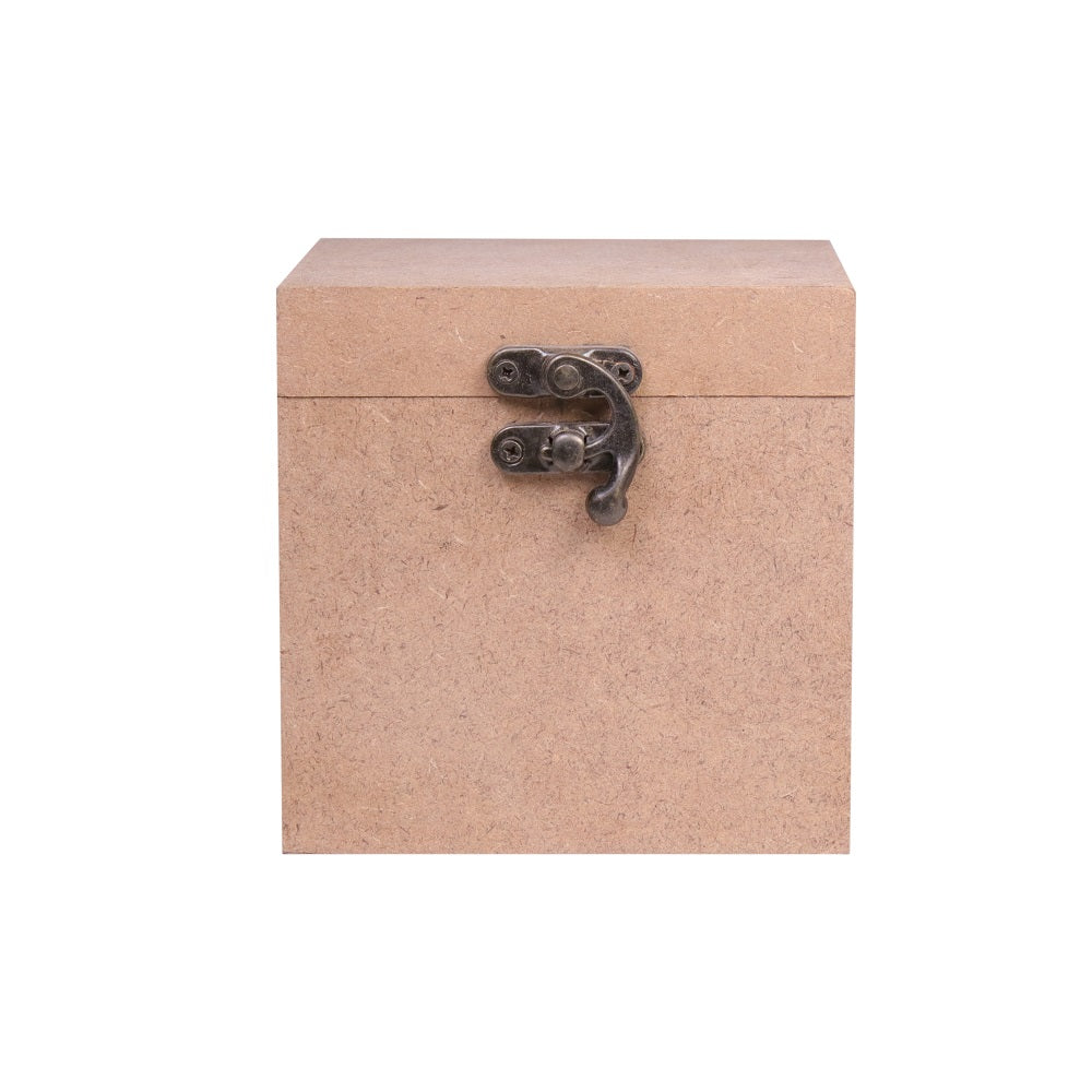 Mdf Box With Latch Square 4 X 4 X 3Inch 5.5Mm Thick 1Pc Sw Lb
