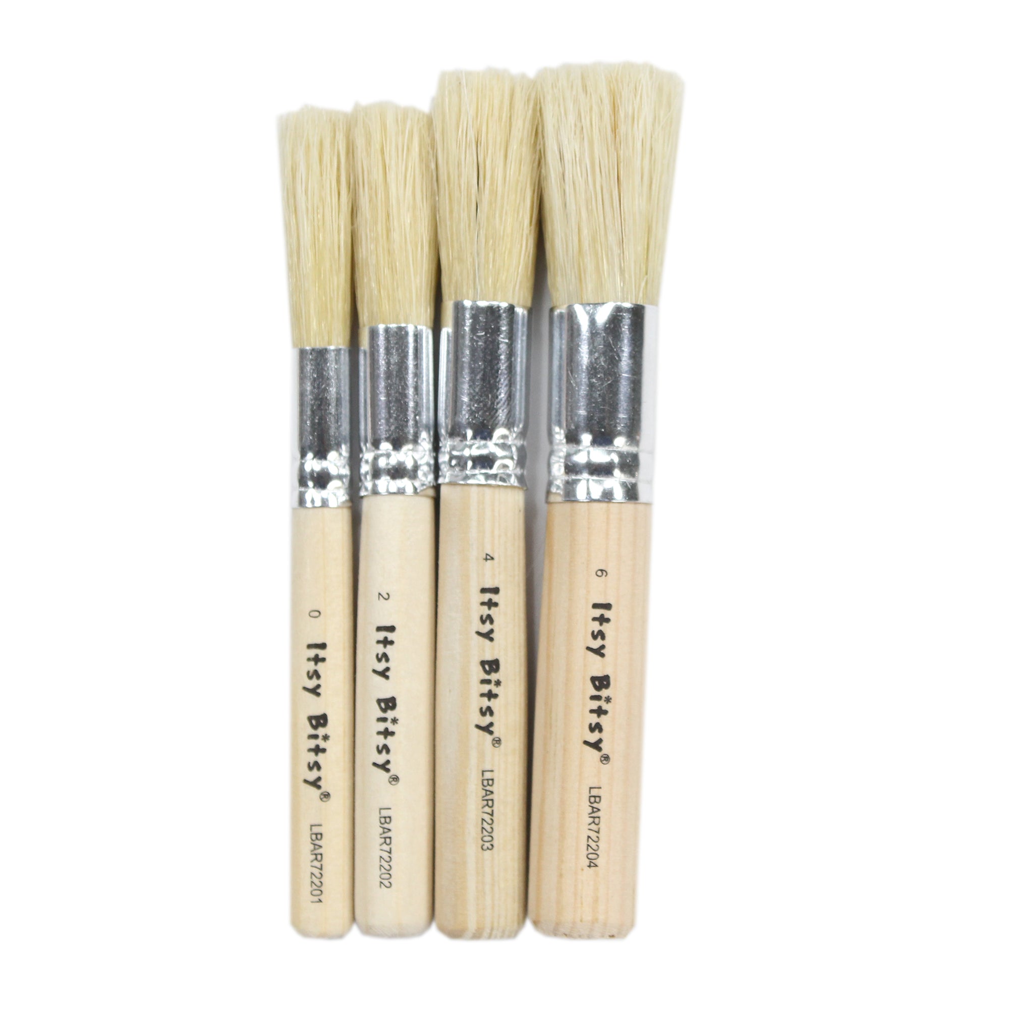 Stencil Brush Bristle Hair 9Cm Wooden Handle Size.0 2 4 6 4Pcs Set