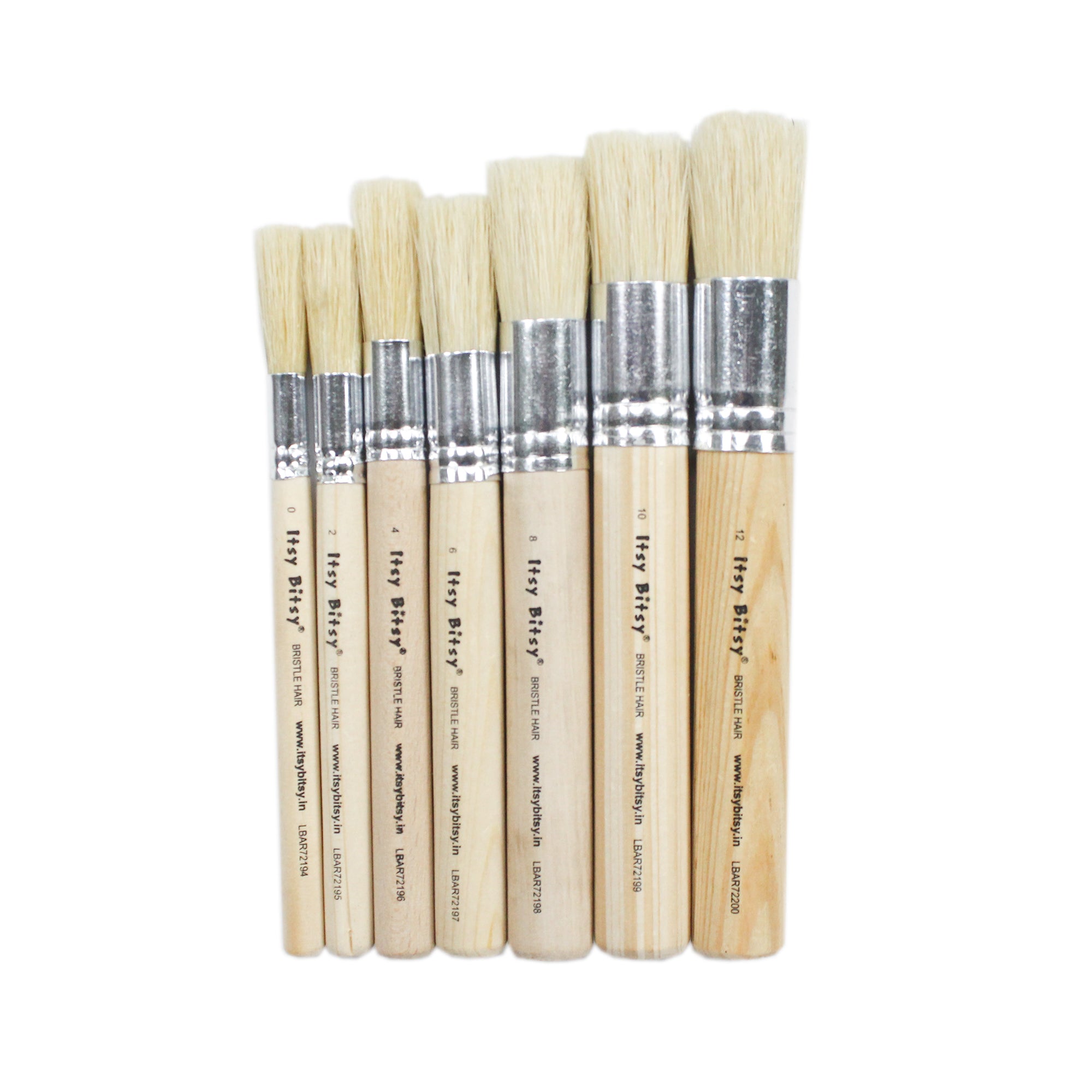 Stencil Brush Bristle Hair 9Cm Wooden Handle Size.0 2 4 6 8 10 12 7Pcs Set